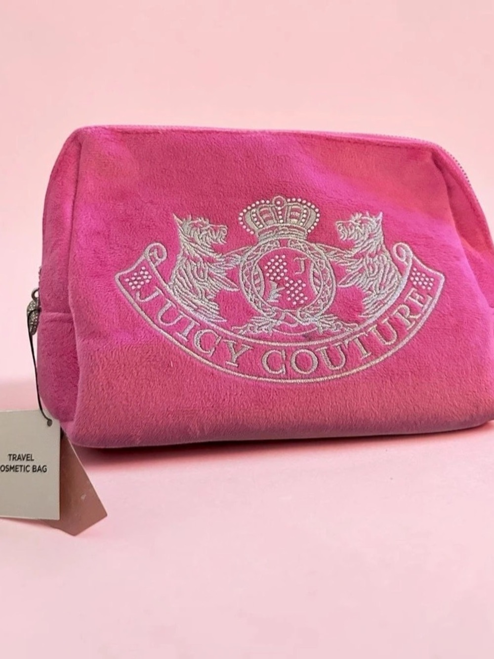 Juicy Couture Velour Travel Cosmetic Bag Pink